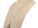the necklace is on a mannequin neck with a silver chain
