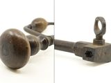 two pictures of a pair of old keys on a white background