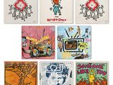 six postcards with various images of various people on them