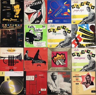 many different types of music covers on the wall