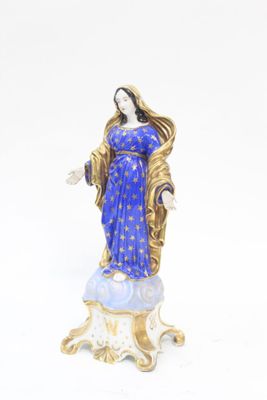 Vierge en porcelaine de Paris — Décor polychrome