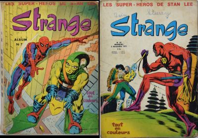 deux couvertures de bandes dessinées représentant des personnages étranges et insolites posées sur une table