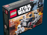 une boîte de figurines Lego Star Wars sur fond bleu