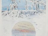 une image représentant un tableau où l'on voit un bateau dans la neige
