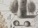 a drawing of a woman and a man in a park