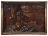 an image of a painting of a man on a horse in a landscape