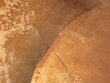 a close up view of a piece of bread on a pan