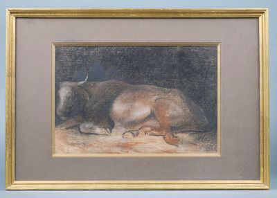 Roger GODCHAUX (1878-1958) Bœuf allongé