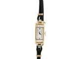 une photo d'une montre-bracelet pour femme avec un bracelet noir