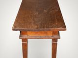 an old wooden table with a wooden top on a white background