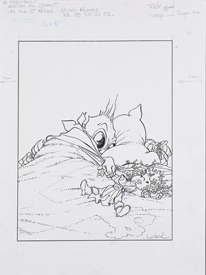 drawing of a cat laying in a bed with a pillow on it