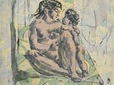 une image d'un tableau représentant une femme assise sur un lit