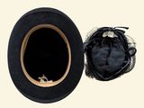a black hat and a black bag on a white background