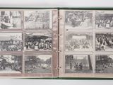 an old photo of a book with pictures of people on it