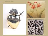 une image représentant un vase orné de fleurs, une image représentant un vase orné de fleurs et une image représentant un vase