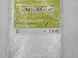 a close up of a plastic bag on a white surface