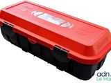 an image of a red and black plastic box with a lid