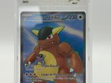 a close up of a pokemon card in a plastic case