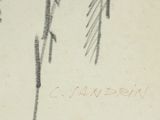 drawing of a tree with leaves and a bird on a branch