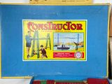 a blue box with a picture of a construction site inside of it