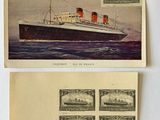 une vieille carte postale sur laquelle figure l'image d'un grand navire