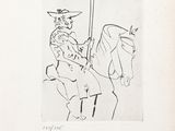 dessin représentant un homme à cheval, muni d'une épée