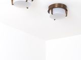 les deux lampes fixées au plafond de la salle de bains
