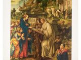 an image of a painting of a man reading to a group of people