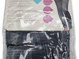 a close up of a package of black tights on a white background