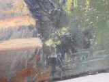 a painting of a cat that is sitting on a window sill