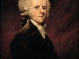 a painting of a man with white hair and a black jacket