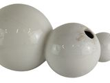 three white vases sitting next to each other on a white surface