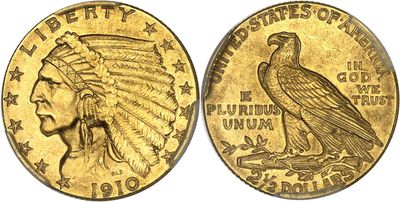 a close up of a gold coin with an eagle on it