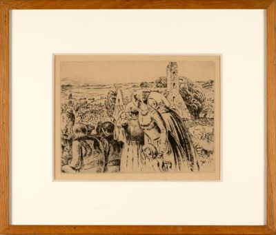 an image of a drawing of a group of people in a field