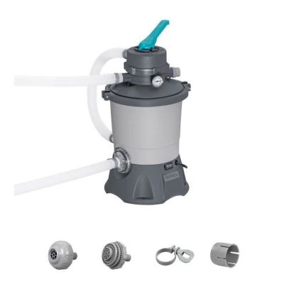 an image of a gray and blue water filterer with a blue handle