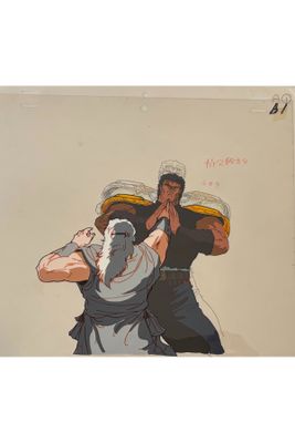 an image of a painting of two men fighting with each other