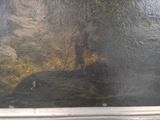 a picture of a painting of a man standing on a hill