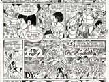 a page from a comic strip with a cartoon of a man and a woman in the background