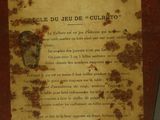 an old document on display in a museum with a red frame