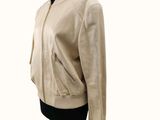 an image of a white leather jacket on a mannequin head
