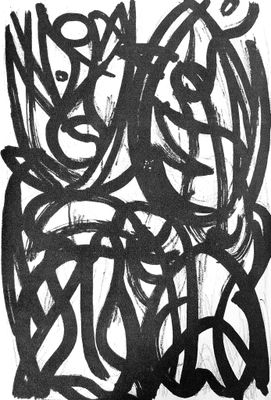 a black and white drawing of a group of people in a circle