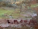 an image of a painting of a field with a bird on it