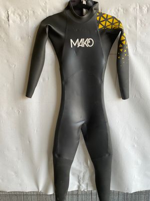 a wetsuit with a yellow and black design on it