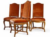 lot de quatre chaises avec dossier et assise rembourrés