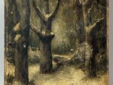 une image d'un tableau représentant un groupe de personnes dans une forêt