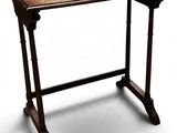 une image représentant une table en bois avec un plateau en bois sur fond blanc