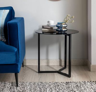 Table d'appoint RAEAM KAVE HOME , plateau en verre trempé no…