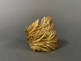 an image of a gold ring with a leaf design on it
