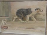 a picture of a painting of a dog and a cat