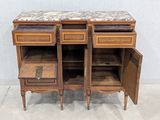 a marble top cabinet with two drawers and a marble top top